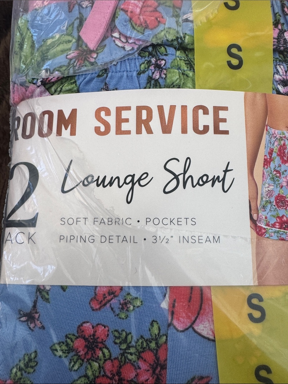 Room Service Women's Blue Floral Lounge Shorts with Piping